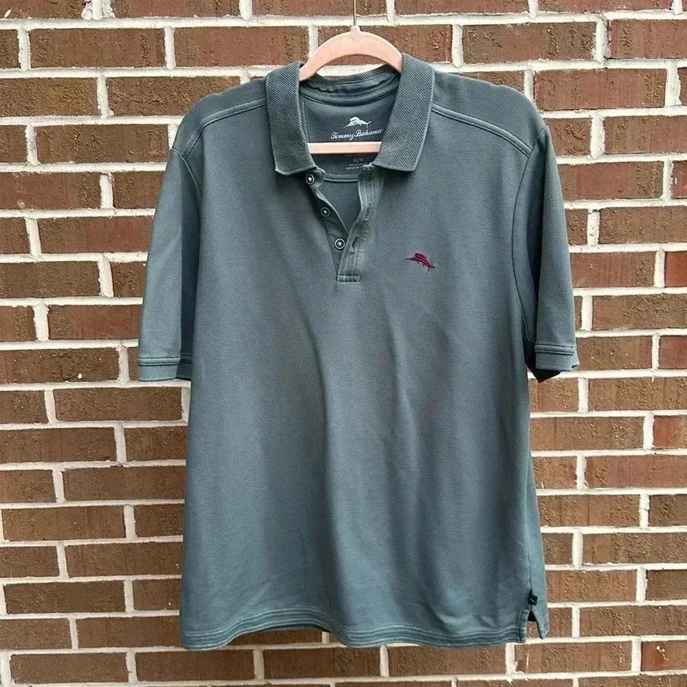 Tommy Bahama Men’s Dark Gray Short Sleeve Golf Polo Size Medium‎